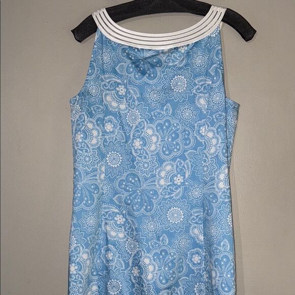 Ann Taylor Loft Dress Blue Floral Print 100% Cotton Sleeveless - Picture 12 of 14